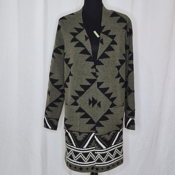 Frye The Cozy Cardigan Women's Southwestern Open Front Longline Sweater - Size L - Picture 15 of 16